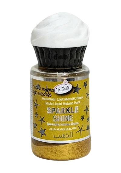 Dr. Gusto Sparkle Sıvı Metalik Boya Altın Gold Yenilebilir Pasta Ve Tatlı Dekor Boyası