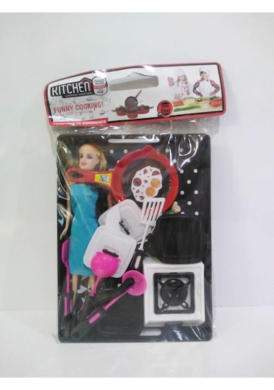 Oyuncak Barbie Et Bebek Ve Mutfak Yemek Seti Tepsili Eğitici Oyun
