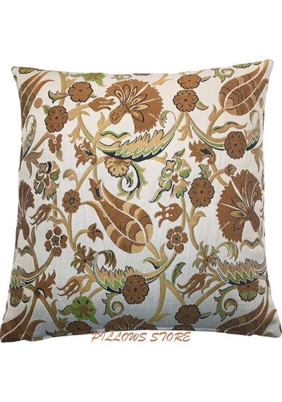 Lale Desenli Osmanlı Motif Altın Yaldızlı Kırlent Kılıfı 45 Cm*45 Cm