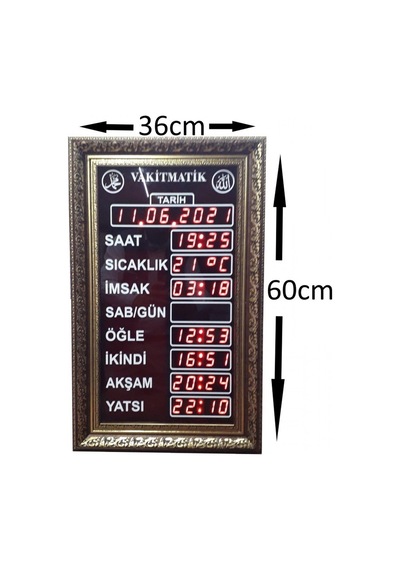 Cami Namaz Vakitmatik (Kasa Ölçüsü: 36X60 Cm)
