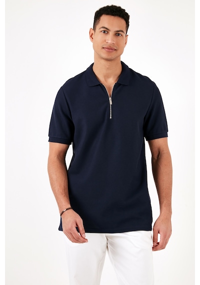 Buratti Pamuklu Regular Fit Fermuarlı Erkek Polo Yaka T Shirt 5902434 Indigo