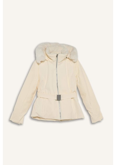 Defacto Su İtici Slim Fit Dar Kesim Kemerli Kapüşonlu Softshell Kayak Montu F3525ax25wnwt46 Beyaz-wt46
