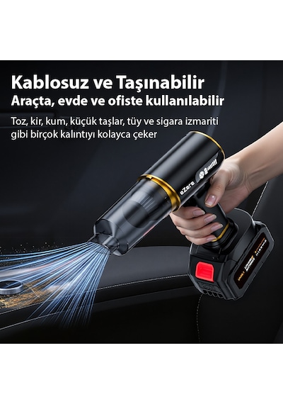 Ezere St-6609c 20000pa Güçlü Dijital Göstergeli Vakumlu Kablosuz Üflemeli Araç Süpürgesi