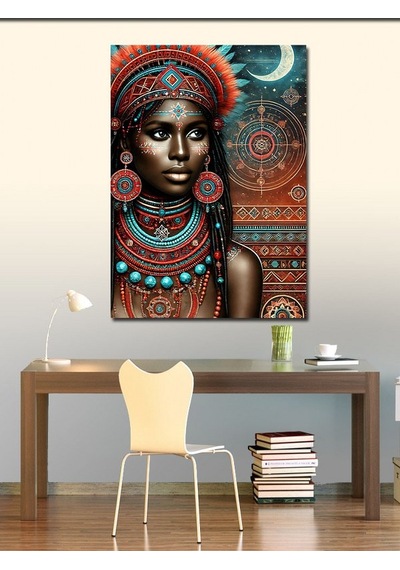Kanvas Tablo Afrikalı Kadın Çizimi 100cmx140cm