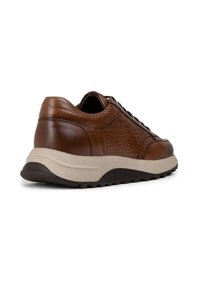 Deery Hakiki Deri Taba Rengi Erkek Sneaker Ayakkabı - 01984Mtbae01 Taba