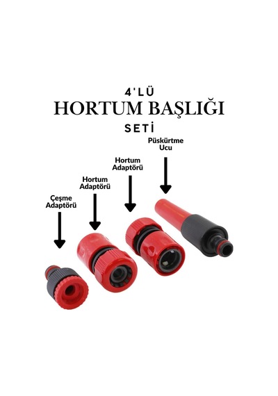 4 Adet Hortum Sulama Tabancası Başlığı Seti Bahçe Musluk Bağlantı Aparatı Adaptörü Bahçe Sulama