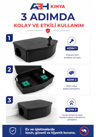Fare İstasyonu Kilitli Kullanıma Hazır Zehri İçerisinde Fare Kutusu Ve Fare Kapanı Farmakill 1 Adet