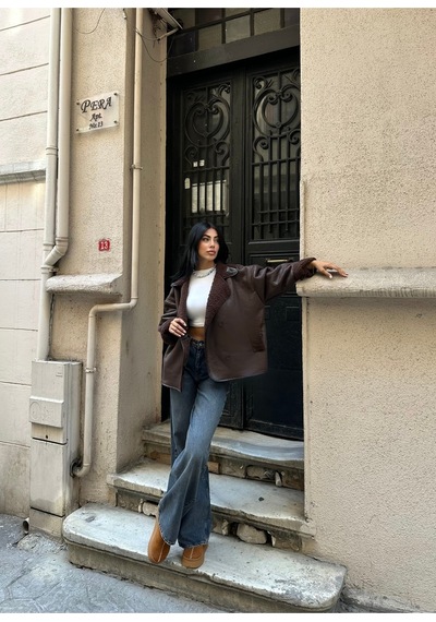 Meecy Dokulu Süet İçi Kürk Oversize Zr Mont Kahverengi&brown Kahverengi&brown