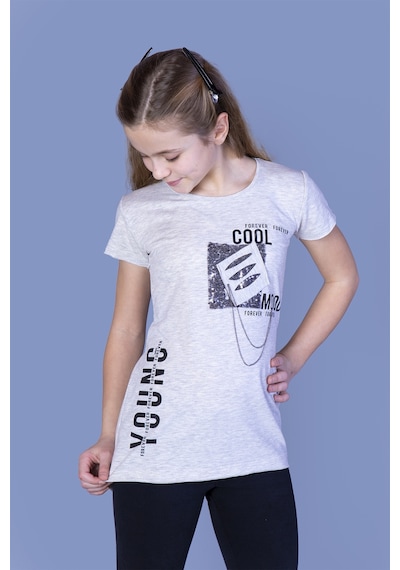 Toontoy Kids Toontoy Kız Çocuk T-shirt Göğsü Lazer Kesim Bej