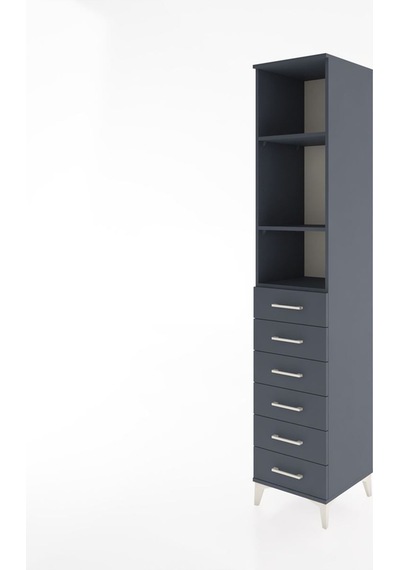 Hyperion Dolap 3 Raflı 6 Çekmeceli 44x44x221 Antrasit-antrasit Antrasit