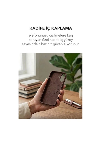 Apple İphone 16 Uyumlu Magsafe Lansman Silikon Kılıf Kahverengi