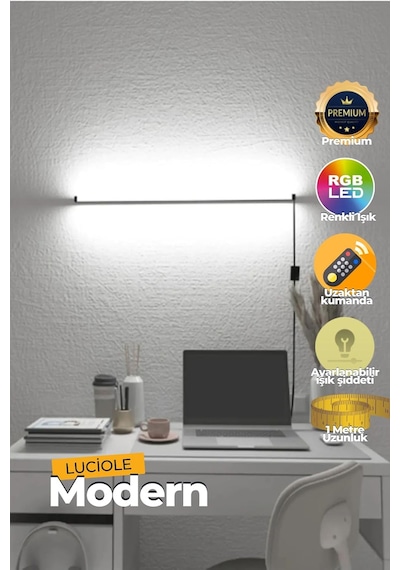 Led Köşe Abajur Aplik Lambader Lamba Işık Uzaktan Kumandalı 16 Renk 4 Animasyon Yapışkanlı Diğer