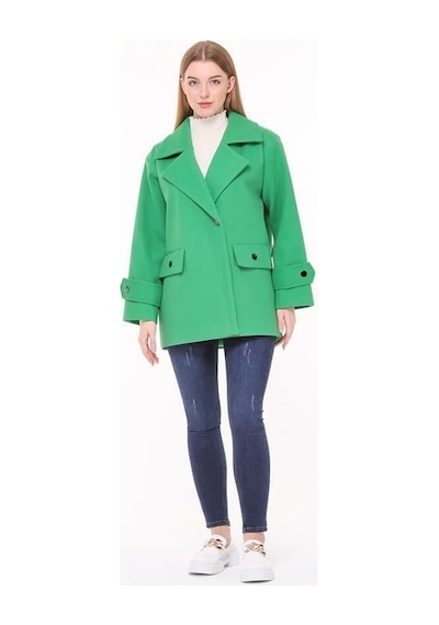Dip Moda Kadın Kısa Yün Kaşe Kaban Dppltn04 - Benetton Yeşili Yeşil