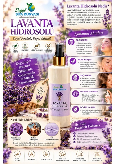 Lavanta Hidrosolü 250 Ml Doğal Hidrosol