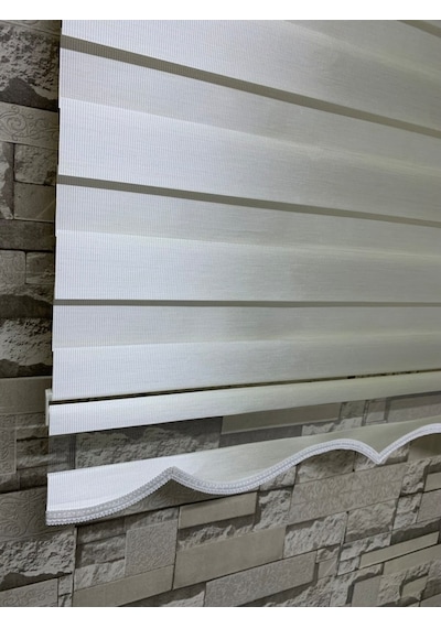 Bambu Acık Krem Renk Zebra Perde (Etekli)