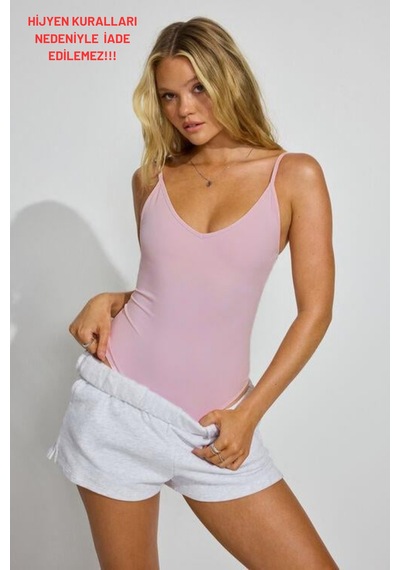 Madmext Pembe Askılı Kadın Bodysuit Mg2542