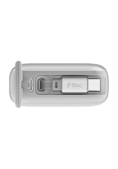 Ttec Recharger Pro Lcd 10.000mah Pd 35w Usb-c Makaralı Kablolu Taşınabilir Hızlı Şarj Aleti / Powerbank 2bb276 Gri