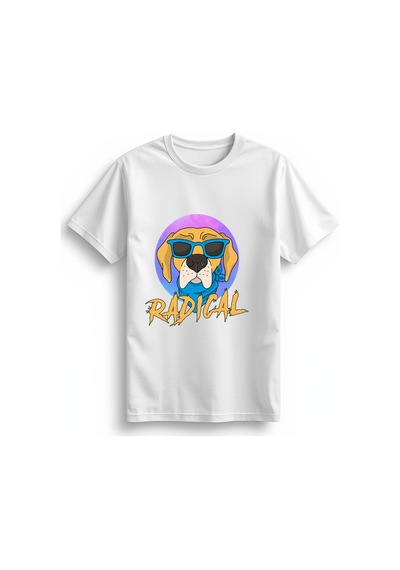 Paybuy Kadın Grafik Baskılı Köpek Desenli Rahat Kesim Kısa Kollu Yuvarla Beyaz