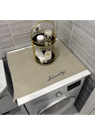 Laundry Duck Keten Su Geçirmez Ve Kirlenmez Çamaşır Makinesi - Buzdolabı - Bulaşık Makinesi Örtüsü Açık Gri