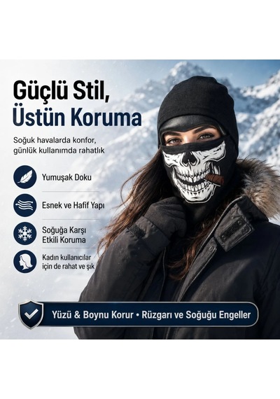 Çorap Giyim Unisex Kuru Kafa Puro Baskılı Balaklava 1 Adet Tek Beden Viskoz Kask İçi Outdoor Maske 1 Siyah