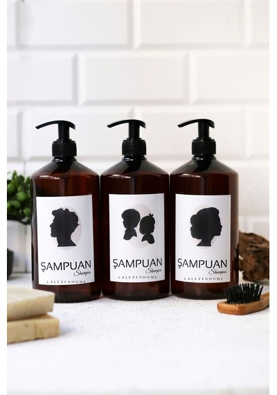 Lalezen Home Amber Plastik 1 Litre Aile Şampuan Set