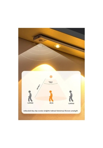 Harekete Duyarlı Led Gece Lambası, 40 Cm Uzunluğunda, Usb Şarjlı 10 Parça Siyah