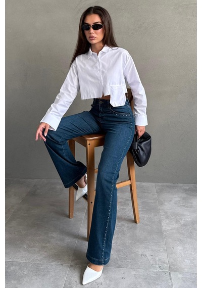 Seeh Mavi Wide Leg Kadın Pantolon Sh351 Basic