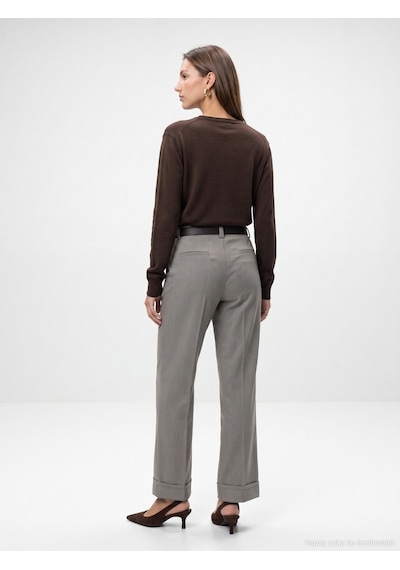 Dilvin 72821 Kemerli Kıvrık Paça Pantolon-vizon