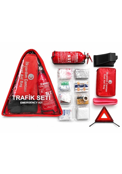 Trafik Ve İlk Yardım Seti - Muayene Uyumlu 1 Kg Araç Yangın Tüpü