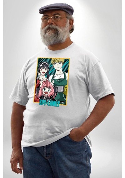 Angemiel Spy X Family Anime Özel Tasarım Beyaz Büyük Beden Kadın Erkek Ünisex Basic Ön Baskılı Tişört Beyaz