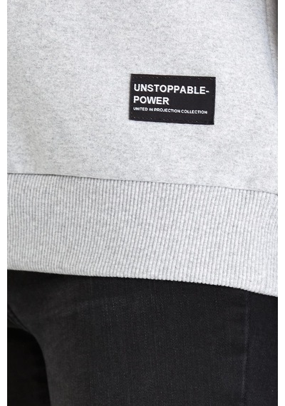 MMetalic Kadın Gri Renk Basic Bisiklet Yaka Sweatshirt