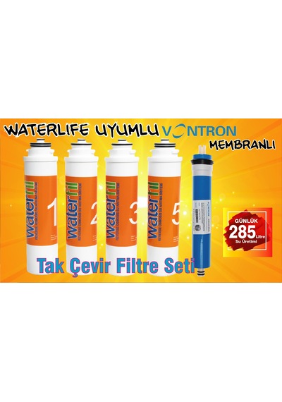Waterlife Su Arıtma Cihazlarına Uyumlu 5'li Set Filtre Vontron Membranlı