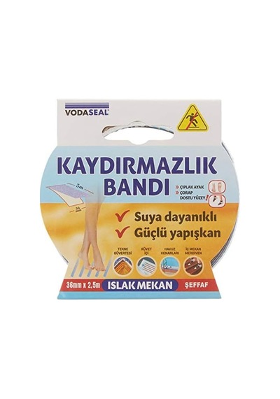 Islak Mekan Kaydırmazlık Bandı, 36mmx2.5, Şeffaf