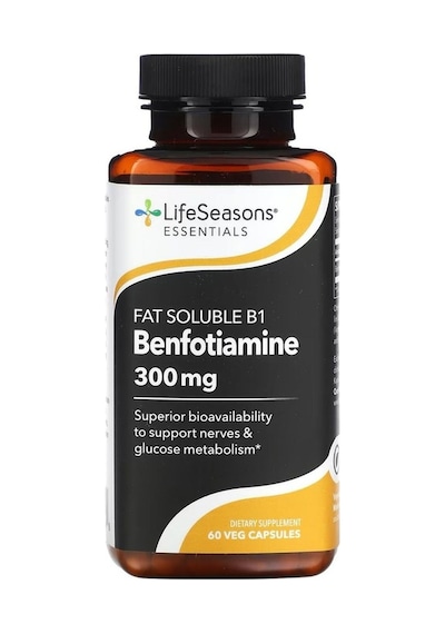Lifeseasons, Fat Soluble B1 Benfotiamine, 300 Mg, 60 Veg Capsules 150 Mg Per Capsule