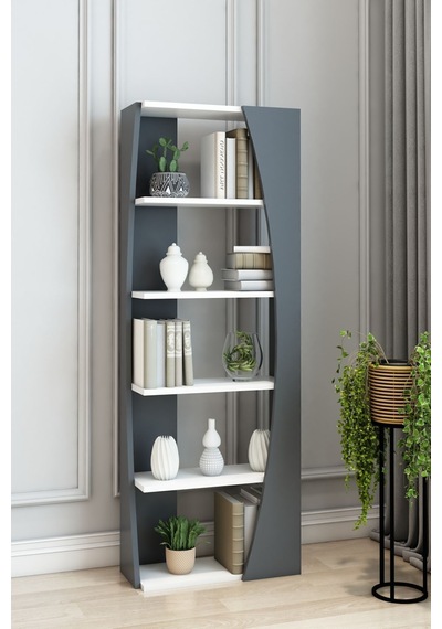 İskandinav Model 6 Raflı Kitaplık Dekoratif Salon Kitaplığı Ofis Kitaplığı Gri İskandinav Model 6 Raflı Kitaplık Dekoratif Salon Kitaplığı Ofis Kitaplığı Gri