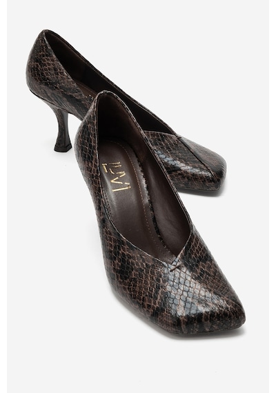 Luvi Shoes Hertz Kahverengi Desenli Kadın Topuklu Ayakkabı