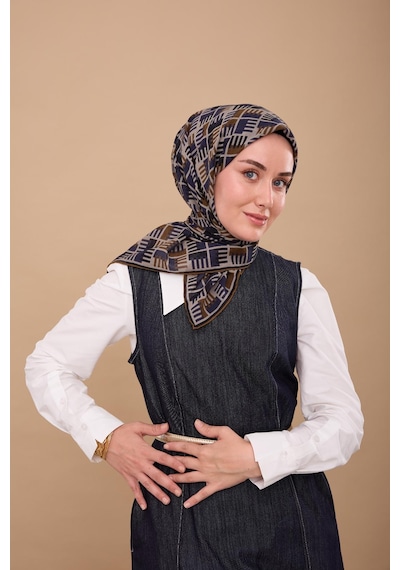 Silk Home Yaz Esintisi Eşarp 150001-12 Lacivert, Zeytin Kahve, Gri