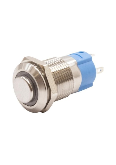 12A-G1Z-E 12Mm Çıkık Anahtarlı Işıklı Metal Buton - Beyaz