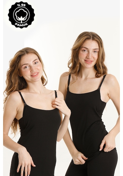 Parlingerie Hamile Kaplı Emzirme Atletli 2li Set Siyah-siyah Siyah - Siyah