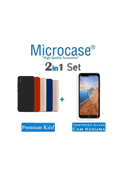 Xiaomi Redmi 7A Premium Matte Silikon Kilif + Tempered Cam Koruma 373888420