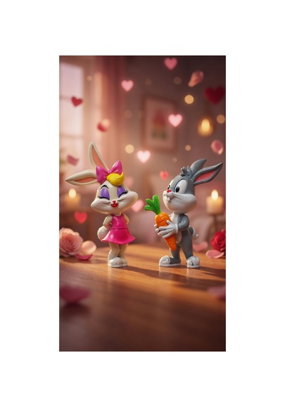 Bugs Bunny Tavşan Boyama Seti 6 Renk Akrilik + 2 Fırça Sevgili & Çocuk