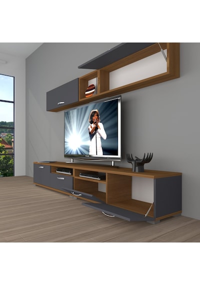 Decoraktiv Eko 5200 Mdf Tv Ünitesi Tv Sehpası Ceviz - Antrasit