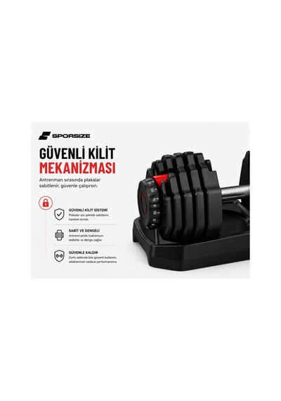 24 Kg Ayarlanabilir Tekli Dambıl 8 Kademeli Standlı Ev Tipi Fitness Ağırlığı