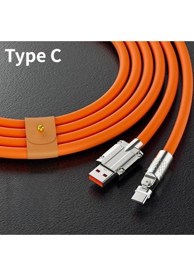 Valkyrie 30W-N 6A 1M Usb To Type-c Bakır Döşemeli Sıvı Silikon Data Hızlı Şarj Kablosu Turuncu