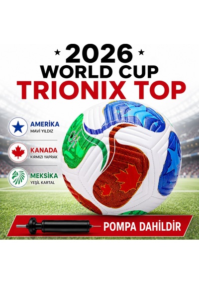 Futbol Topu 2026 World Cup Trionix 5 Numara Pompalı Set Çok Renkli
