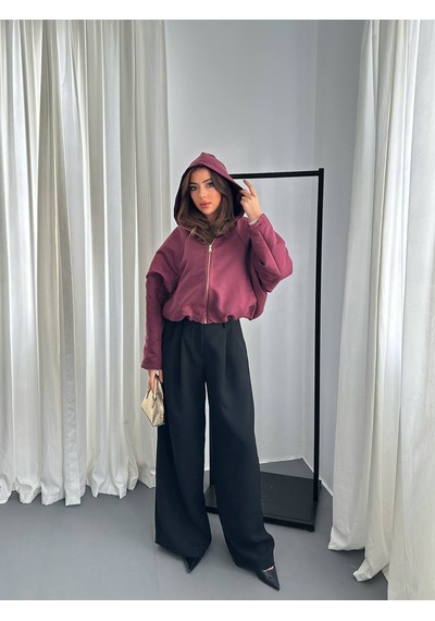 Hopıan Kadın Bordo Oversize Sweatshirt