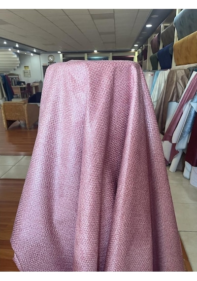Eys Yerli Üretim A Kalite Keten Desenli Döşemelik Kumaş Pembe