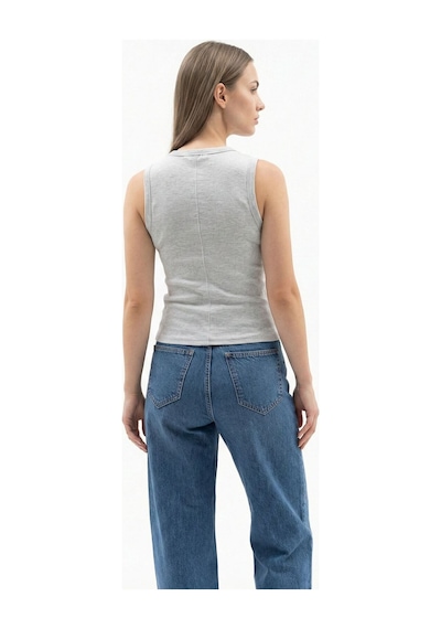 Slim Fit Kadın Bluz K.kol Gri Melanj