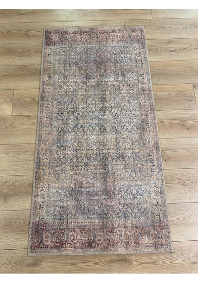 Çam Halı Anatolia 32-046 Etnik Eskitme Desenli Dokuma Tabanlı Yıkanabilir Şönil Salon Ve Oda Halısı Karışık Çok Renkli