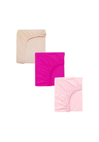 3 Adet 65 X 95 + 10 Cm Anne Yanı Lastikli Penye Kumaş Bebek Çarşafı-fuşya Pembe